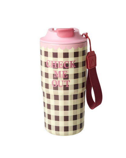Stainless Steel Thermo Cup with Check Me Out Print - Large - 550 ml