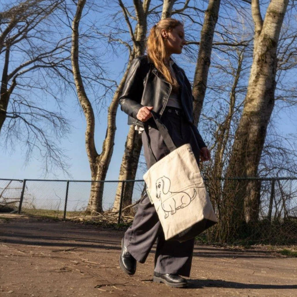 Tote Bag Teckel - Duurzaam - met rits