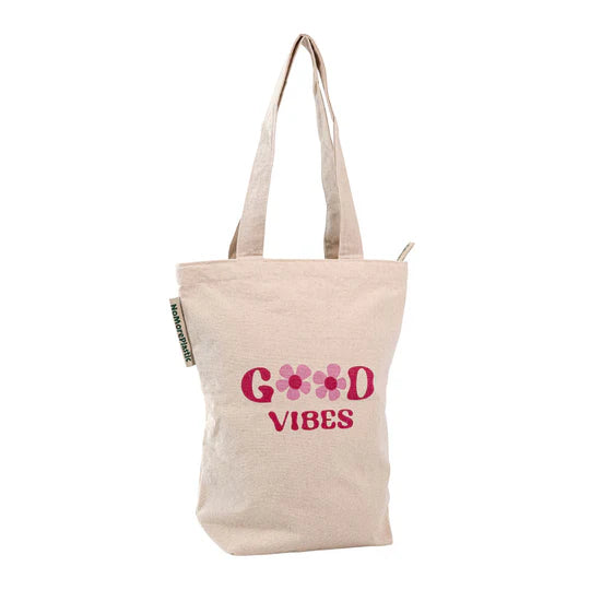 Tote Bag Good Vibes - Duurzaam - met rits