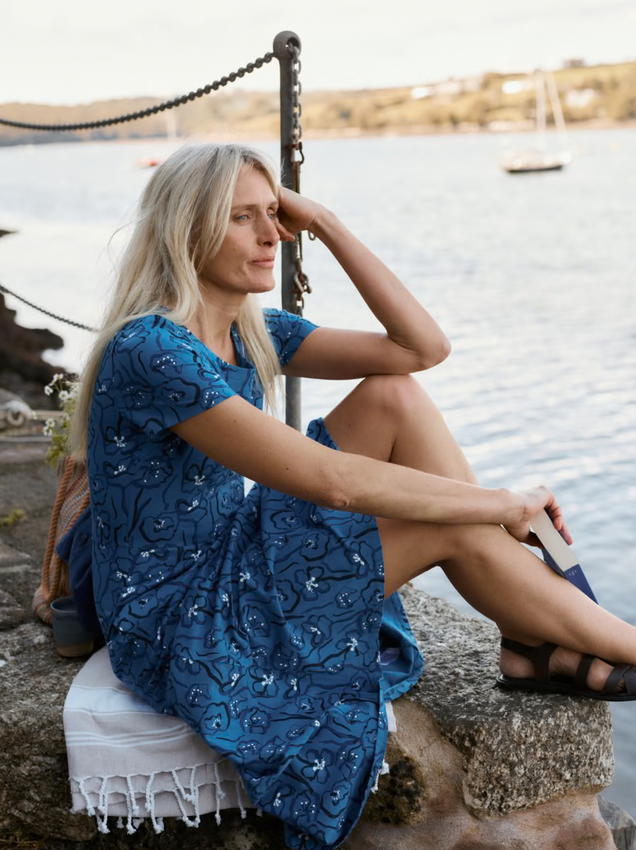 Veronica Dress-Poppy Stems Sailboats