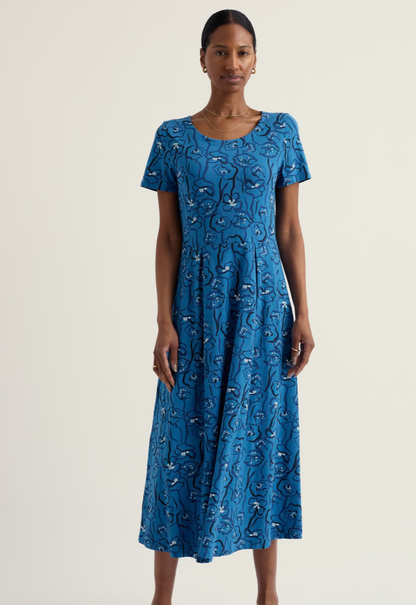 Veronica Dress-Poppy Stems Sailboats