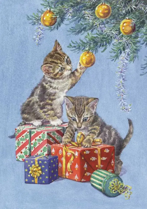 Wenskaart Kerst Poezen