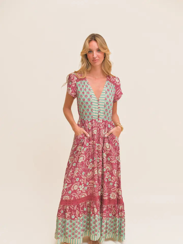 Athena Print Carmen Maxi Dress