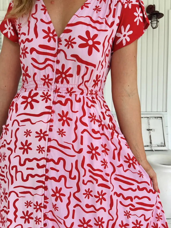 Strawberry Spritz Carmen Maxi Dress
