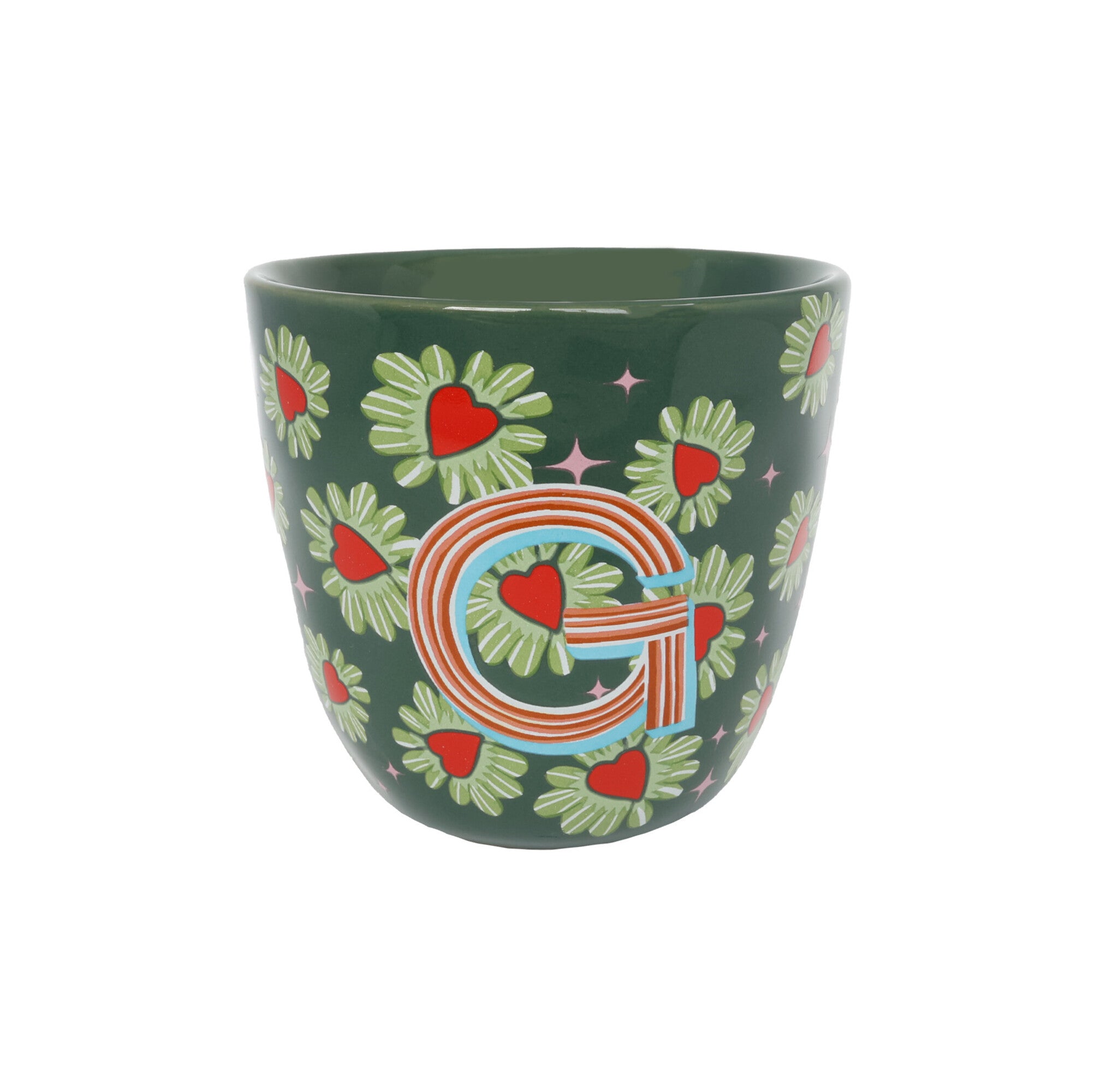 Gave beker  met letter en print 