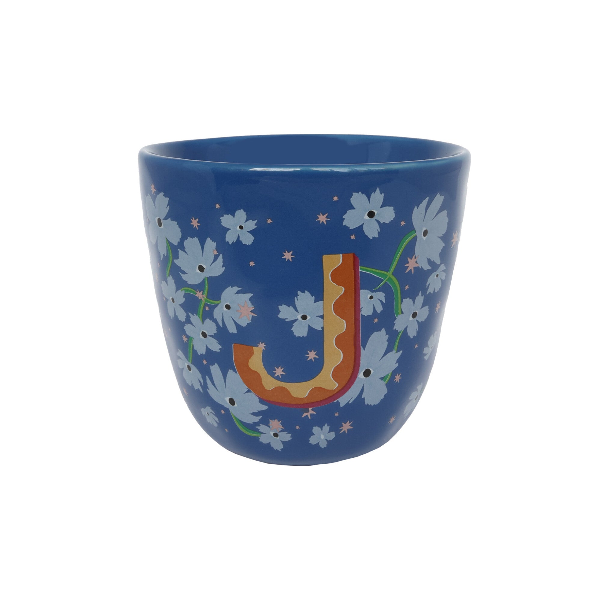 Leuke blauwe  mok met letter J