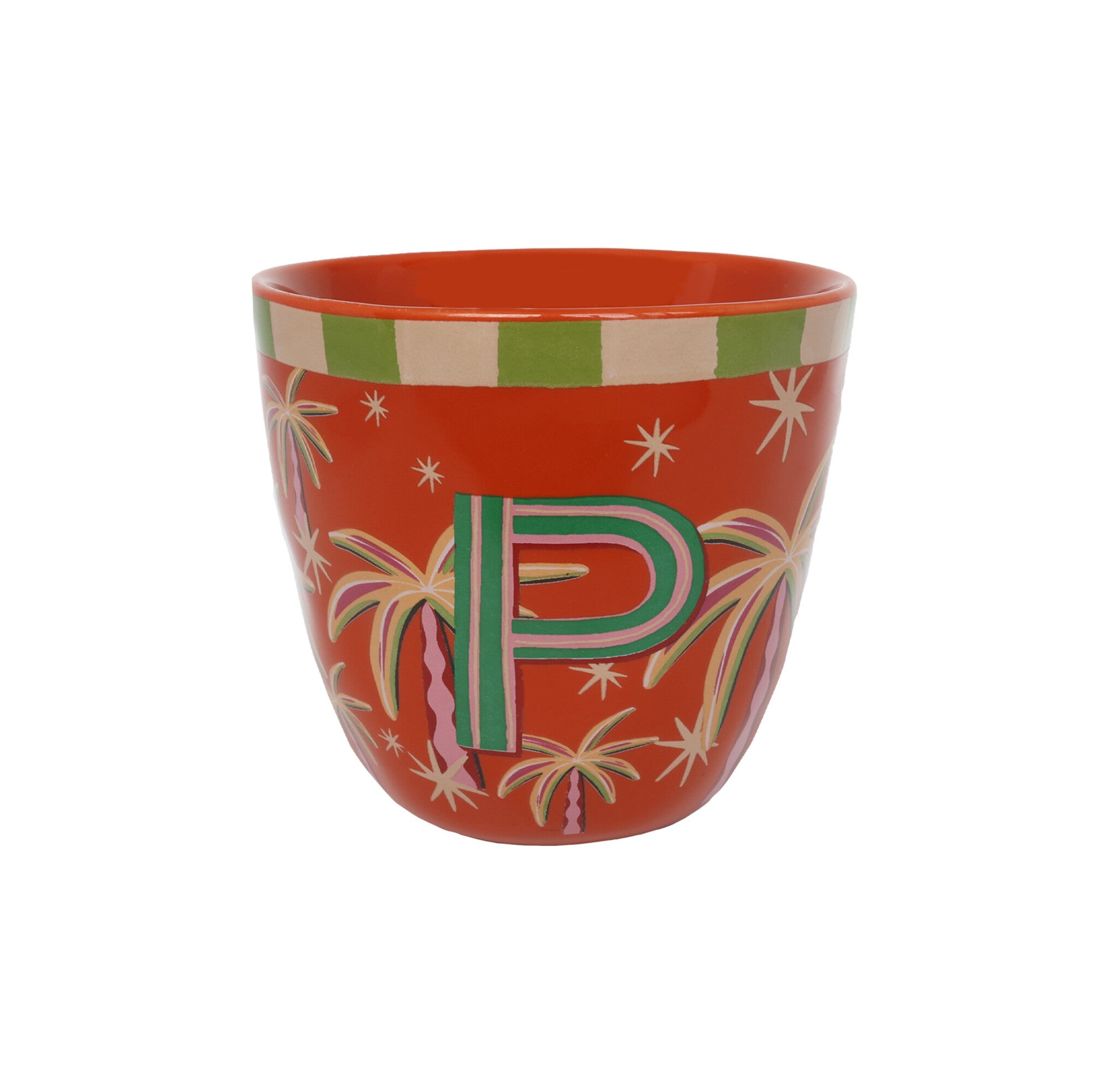 Gave beker  met letter  P en print 