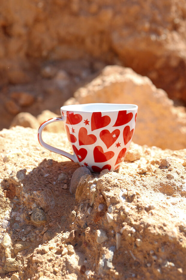 All the Luck in the World Mug With Red Hearts
