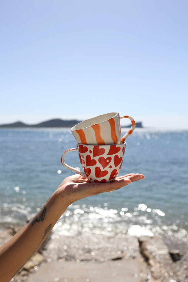 All the Luck in the World Mug With Red Hearts