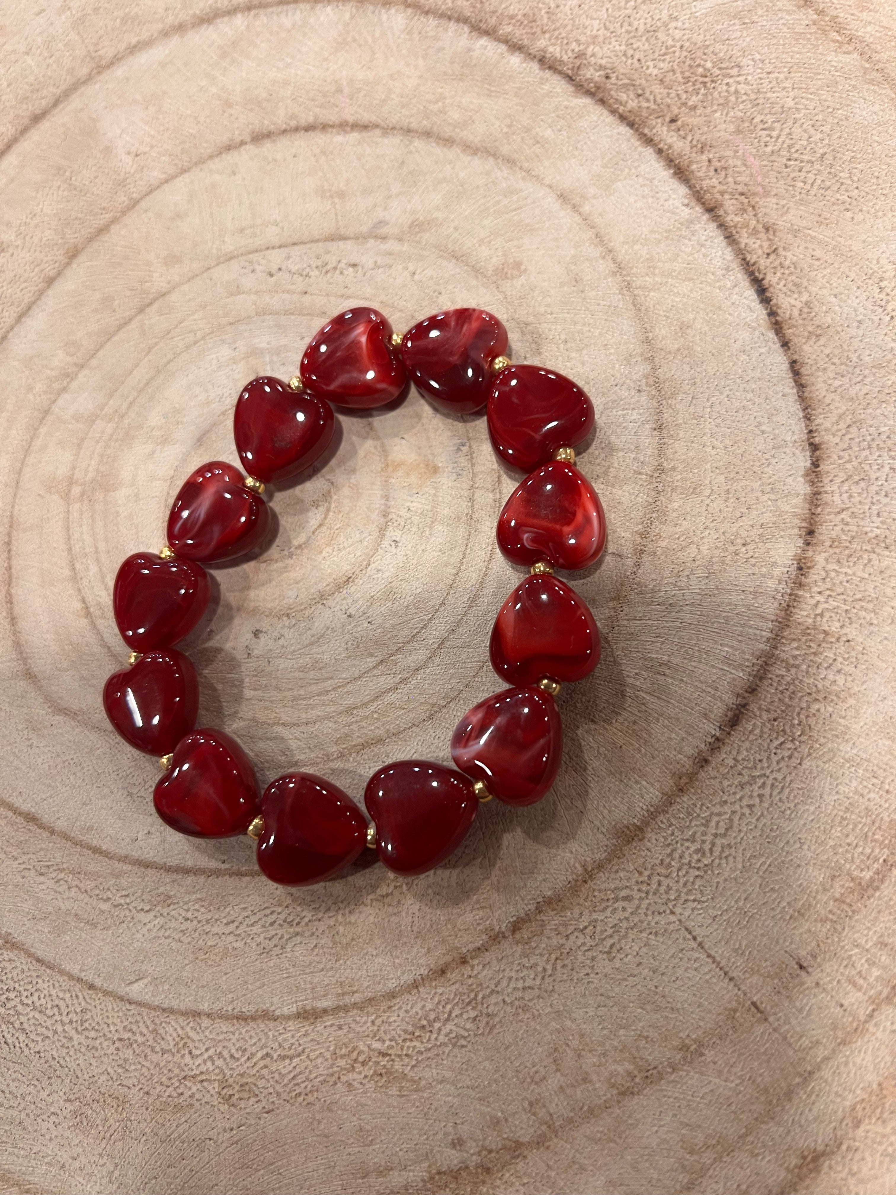 Armbandje kraal hartjes