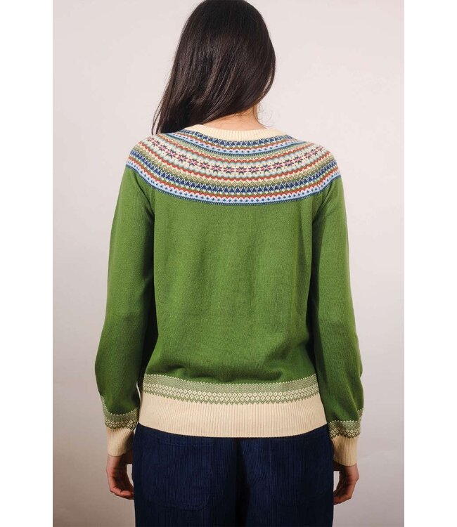 Basic Cardigan Fairisle Green