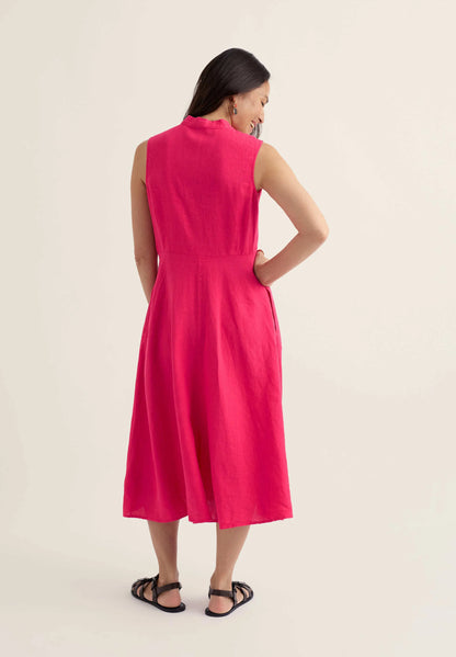 Sleeveless Carved Wood Dress Regular Bright Radish