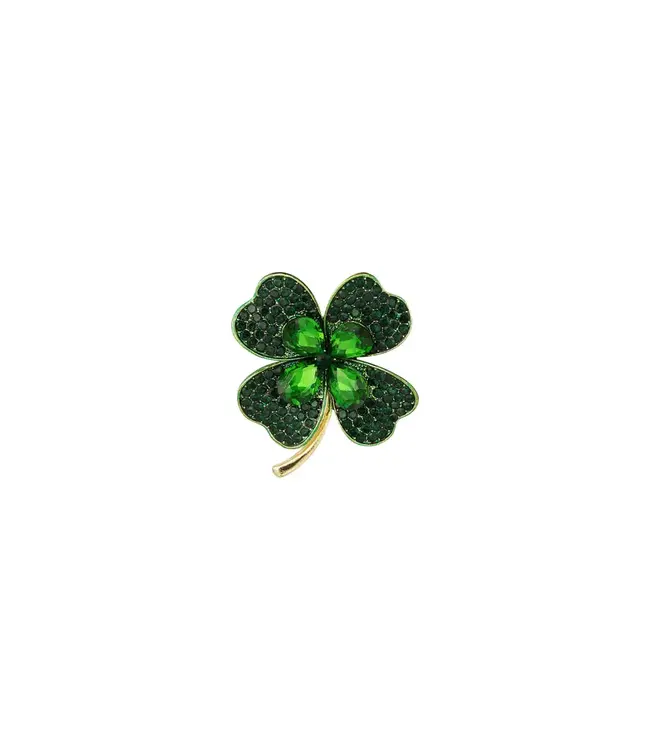 Broche klavertje groen