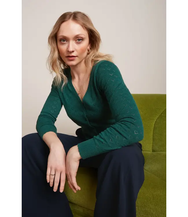 Cardi Heart Ajour  Dragonfly Green