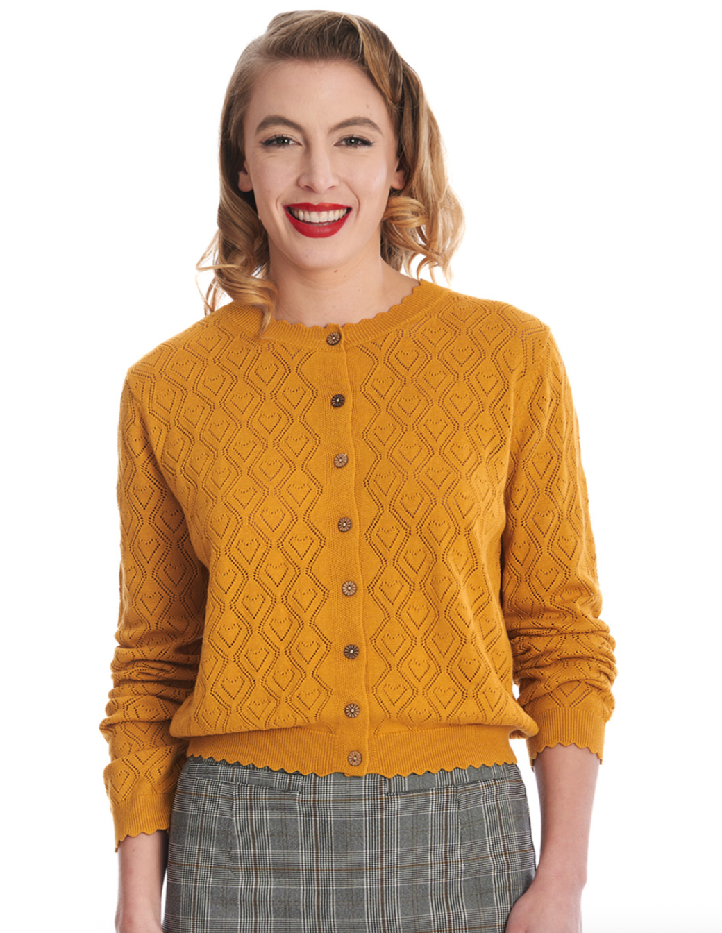 Cardigan Heart Mustard