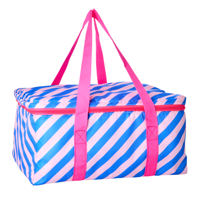 Cooler Bag with Pink and Blue Striped Print