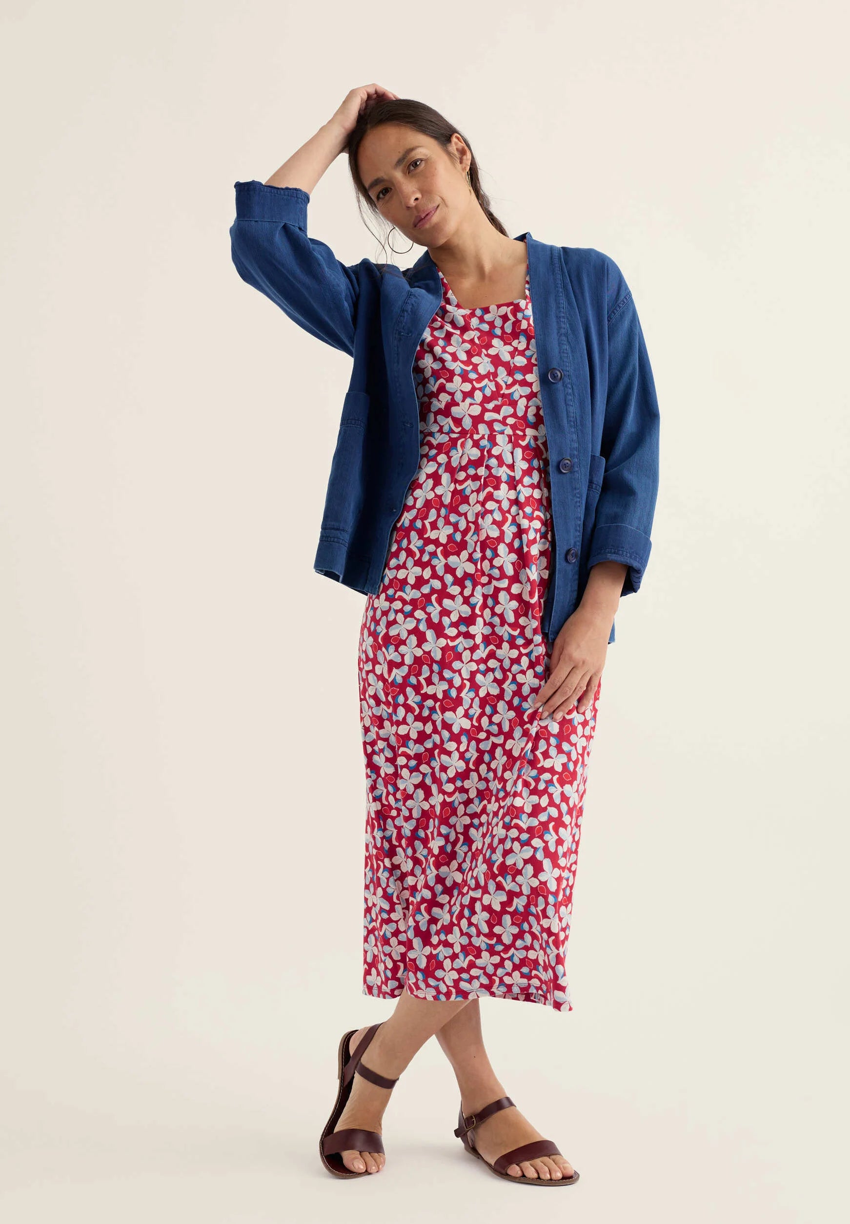 Veronica Dress-Posy Press Boat Red