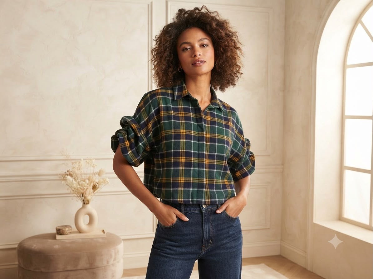 Ruit blouse Groen