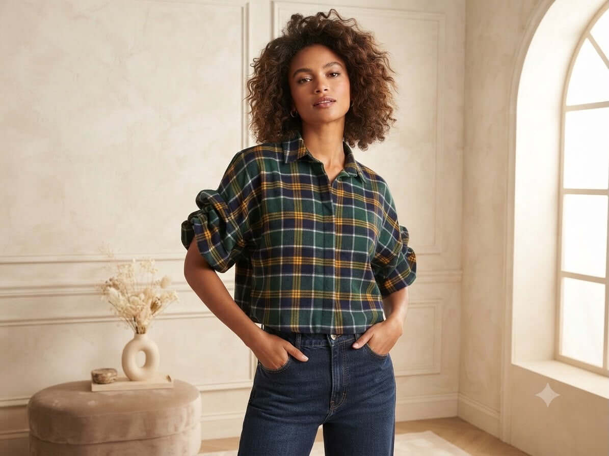 Ruit blouse Groen