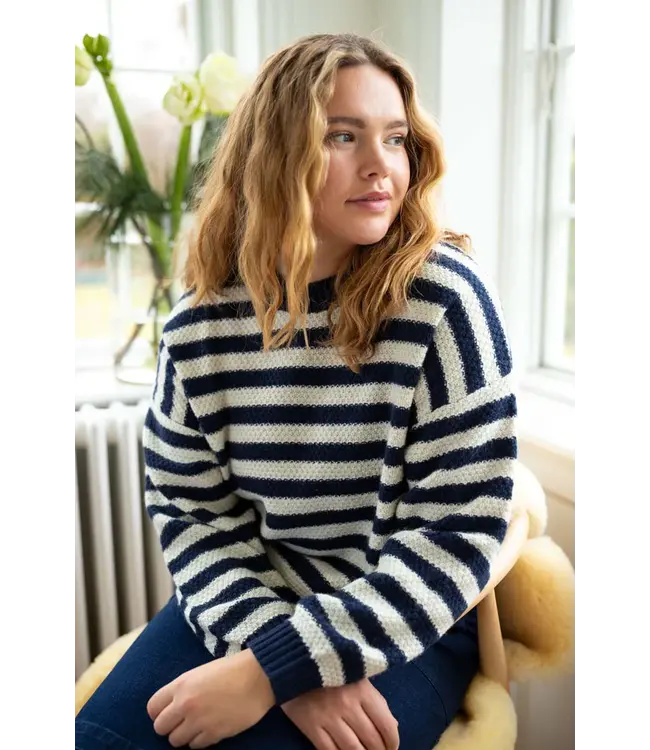 Daneva Wool Sweater  Dk Navy/Lt Beige