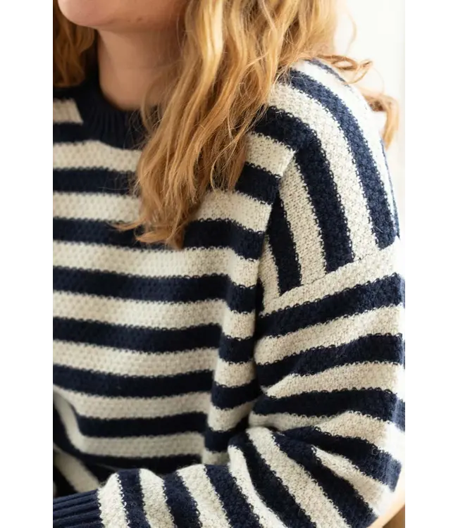 Daneva Wool Sweater  Dk Navy/Lt Beige