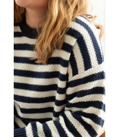 Daneva Wool Sweater  Dk Navy/Lt Beige