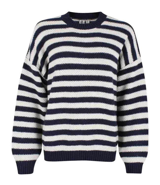 Daneva Wool Sweater  Dk Navy/Lt Beige