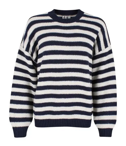Daneva Wool Sweater  Dk Navy/Lt Beige