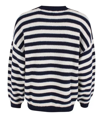 Daneva Wool Sweater  Dk Navy/Lt Beige