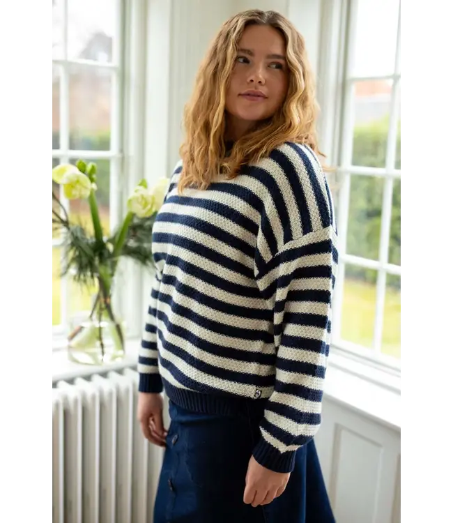 Daneva Wool Sweater  Dk Navy/Lt Beige