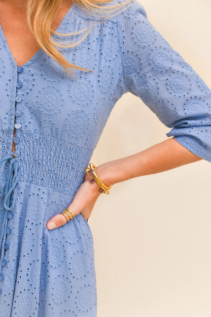SOL EMBROIDERED BLUE INDIANA MAXI DRESS