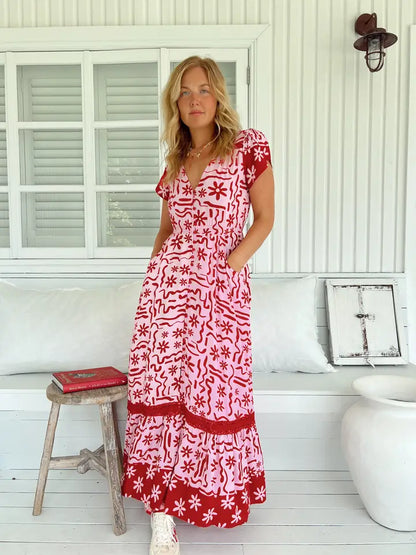 Strawberry Spritz Carmen Maxi Dress
