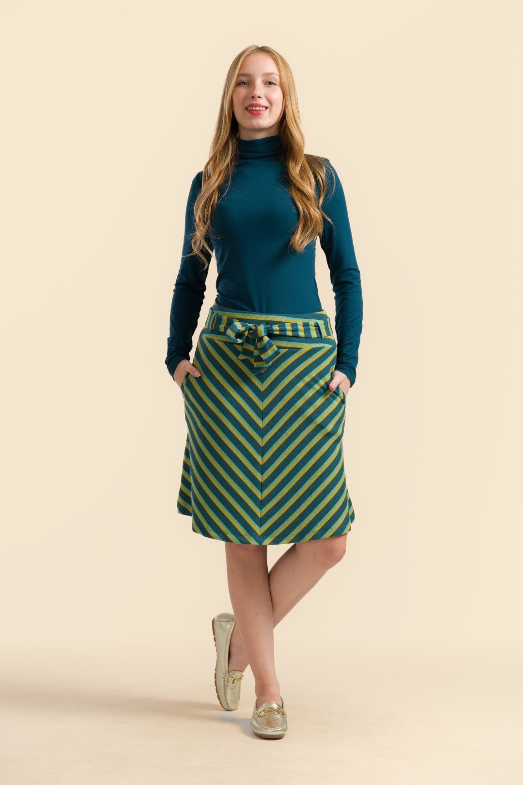 Demi Skirt Deep Teal Stripes