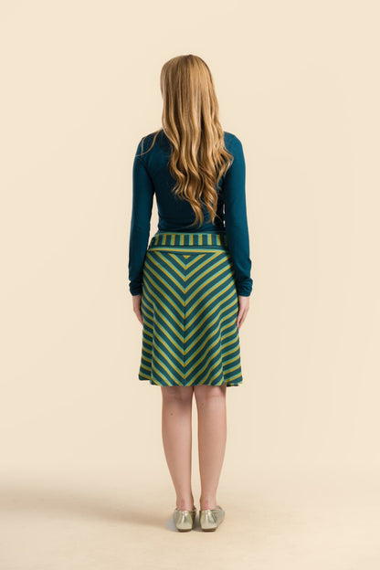 Demi Skirt Deep Teal Stripes