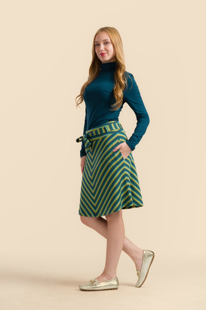 Demi Skirt Deep Teal Stripes