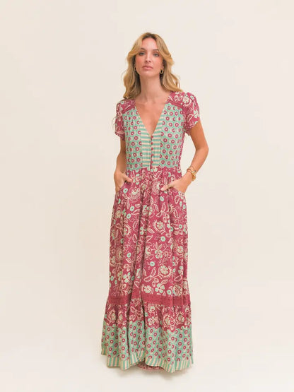 Athena Print Carmen Maxi Dress