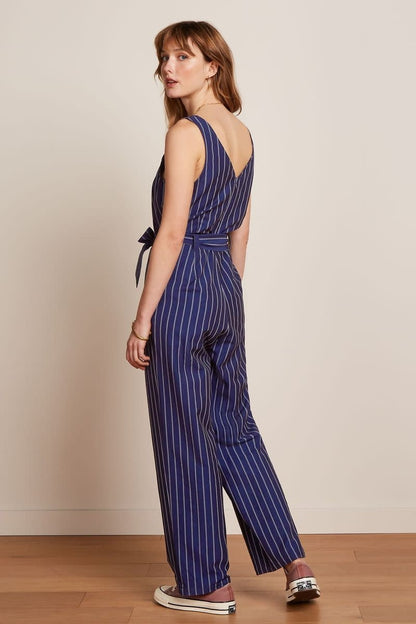 Fiona Jumpsuit Pinstripe  Nuit Blue