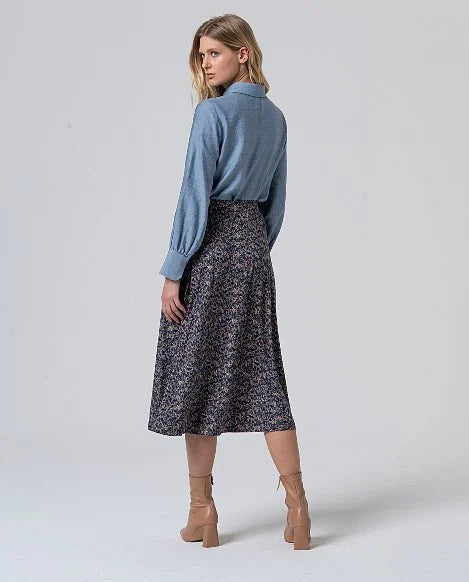 Flared Midi Rok Azul
