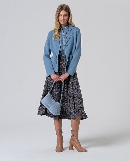 Flared Midi Rok Azul