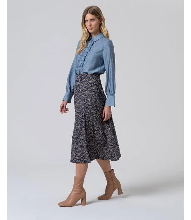 Flared Midi Rok Azul