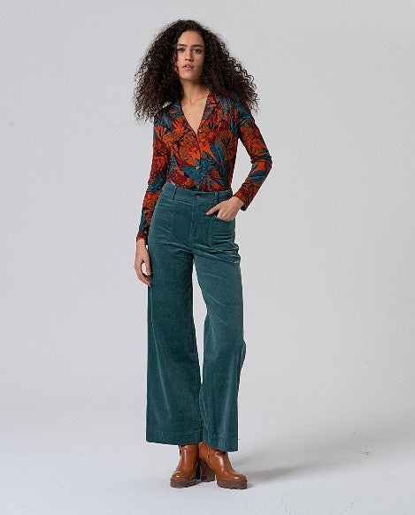 Flared Pants With Patch Pockets  Azul Azero