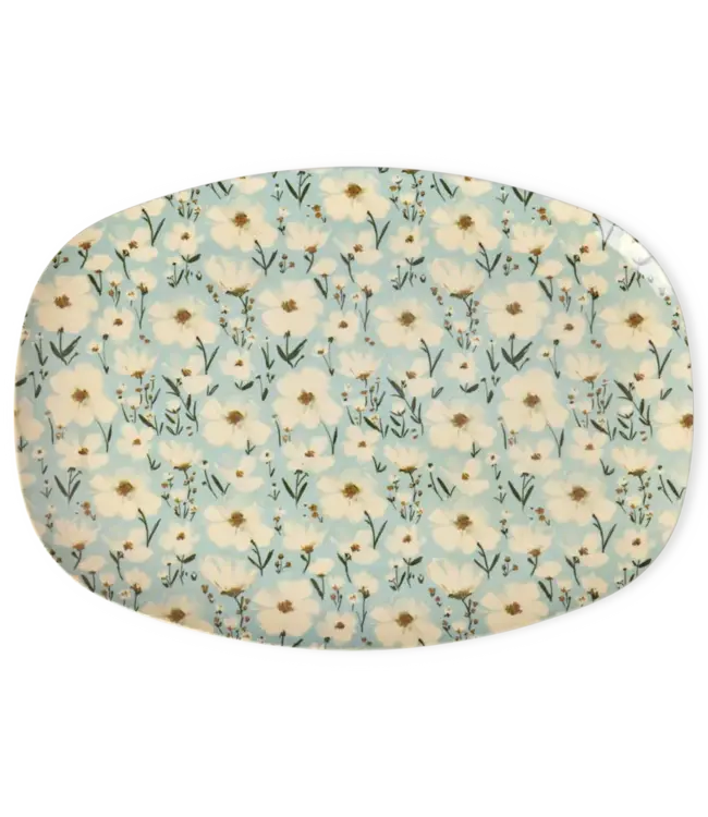 Groot Rechthoekig Dinerbord - Mint - Summer Bloom Print