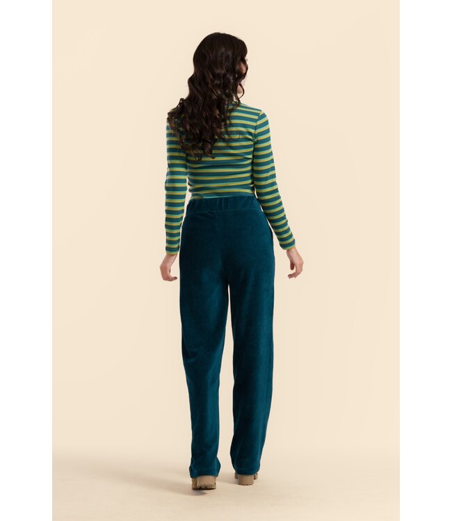 Hailey  Pants Rib Velour  Petrol
