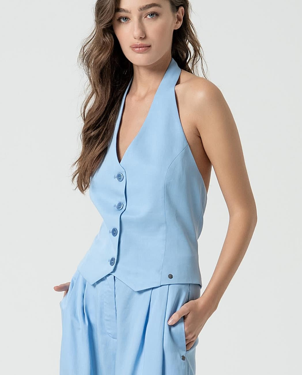 Halter Vest Licht blauw