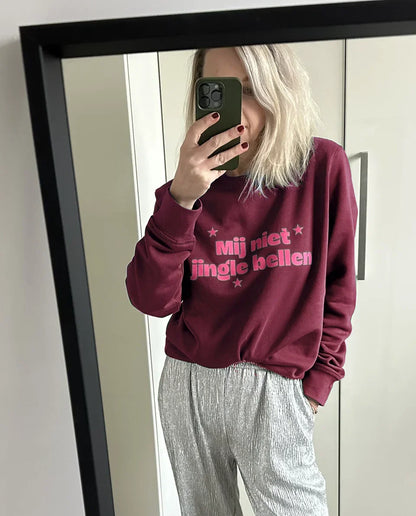 Kersttrui mij niet jingle bellen burgundy - SoMuch Fashion