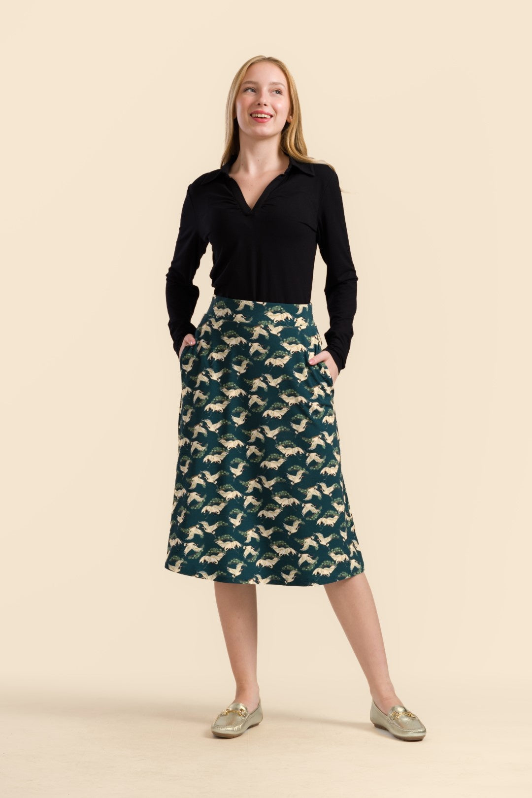 Holly Skirt Crane Dance Petrol