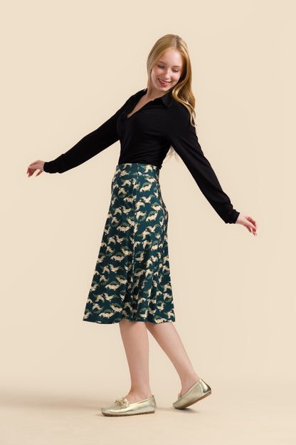Holly Skirt Crane Dance Petrol