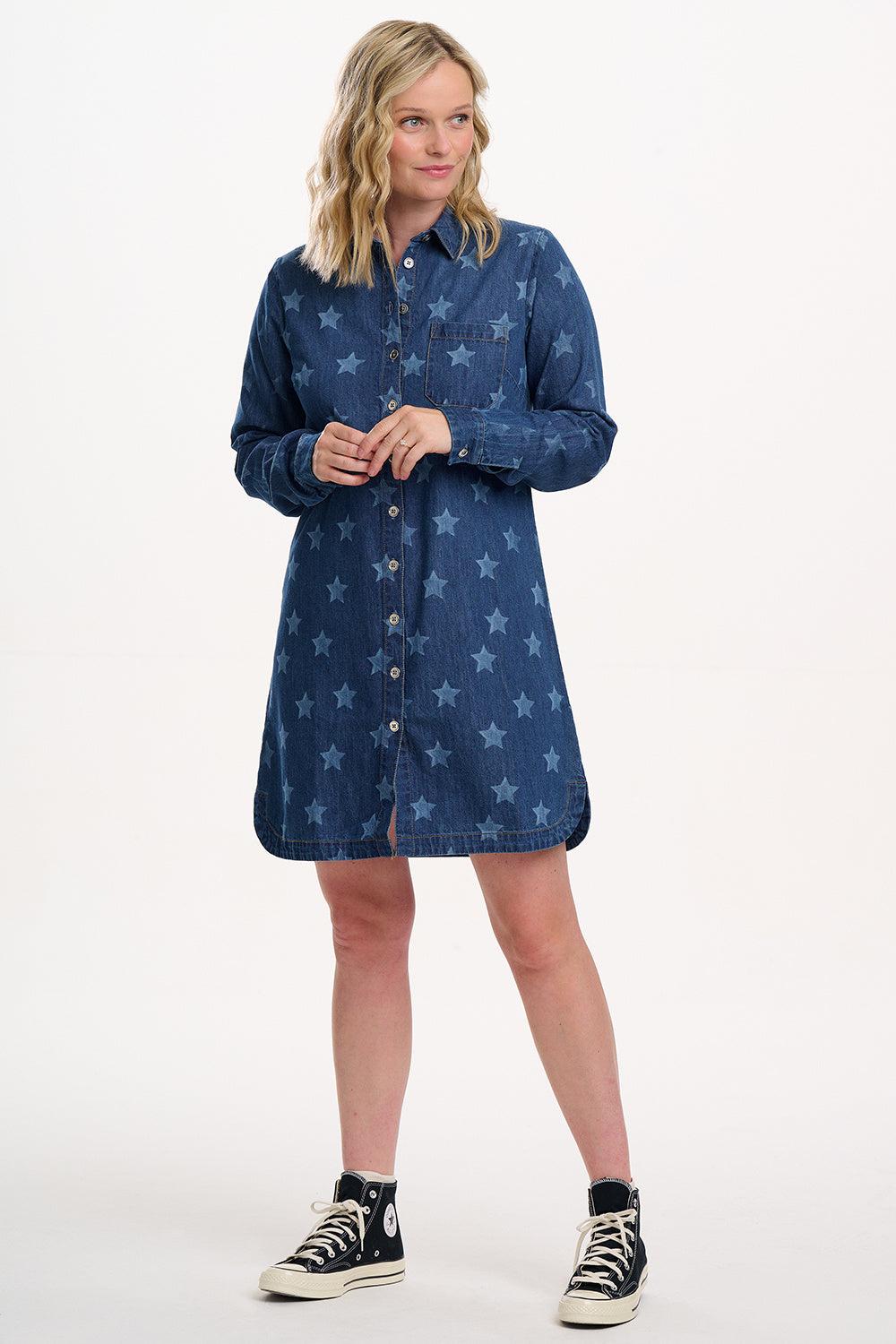 ILSA MINI SHIRT DRESS  Mid blue denim