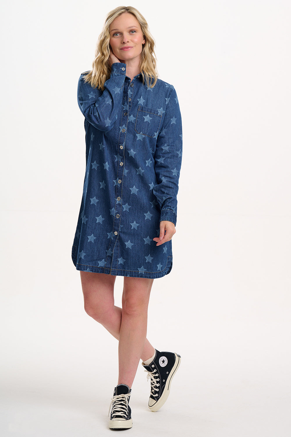 ILSA MINI SHIRT DRESS  Mid blue denim
