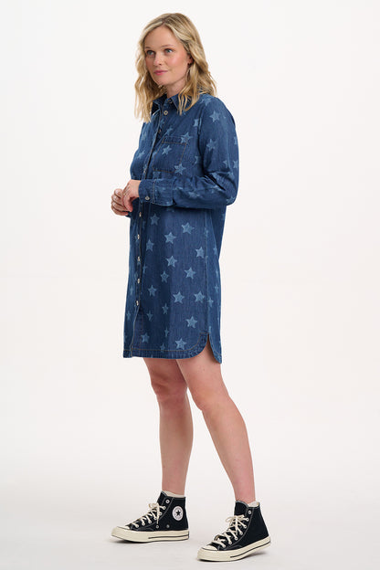 ILSA MINI SHIRT DRESS  Mid blue denim
